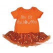 Halloween Orange Baby Bodysuit Bling Orange Sequins Pettiskirt & Sparkle Rhinestone My 1st Halloween Print JS4664